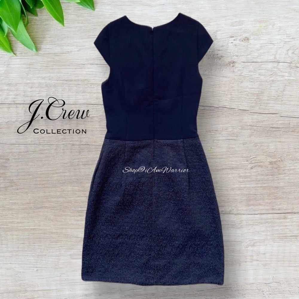 J.Crew Collection Rare Navy Crystal-Embellished Tweed Dress *shop@iAmWarrior